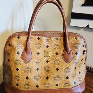 MCM Tan and Brown Leather Handbag